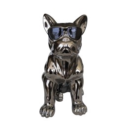 Gözlüklü Gümüş Köpek Dekoratif Obje